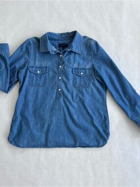 Talbots Blue jean Cotton Denim Tunic Shirt Women’s Size Large